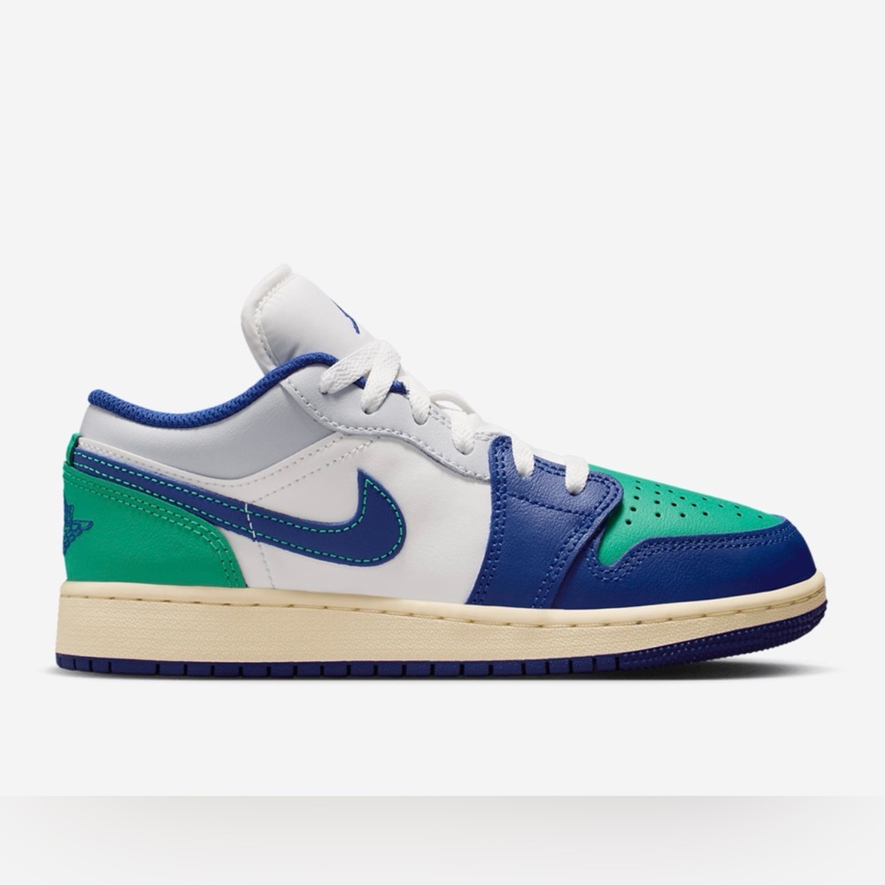 Nike Low-Top Air Jordan Sneakers in White, Blue, and Green